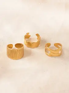Niska Set Of 3 Gold-Plated Adjustable Finger Ring