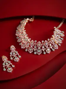 Kushal's Fashion Jewellery Mint Gold-Plated Party Zircon Necklace