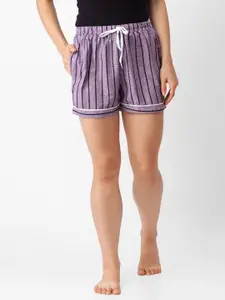 ETC Women Striped Printed Lounge Shorts