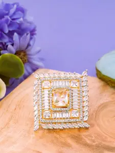 Manikya Women Gold-Plated American Diamond & Cubic Zirconia Stone-Studded Finger Ring