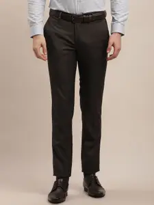 Turtle Men Solid Tailored Slim Fit Mid Rise Formal Trousers