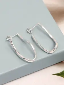 LeCalla 925 Sterling Silver Contemporary Hoops Earring