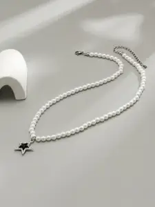 StyleCast x Revolte Silver-Plated Artificial Beaded Minimal Necklace