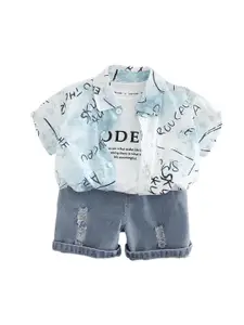 StyleCast x Revolte Boys Printed T-shirt and Shirt with Shorts