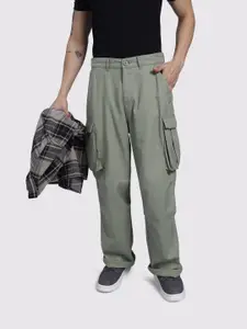 The Roadster Life Co. Men Mid-Rise Pure Cotton Parachute Fit Cargos