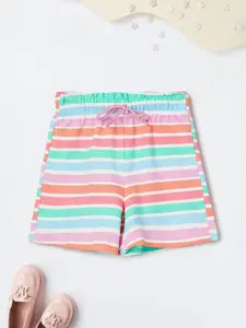 max Girls Striped Regular Fit Cotton Shorts