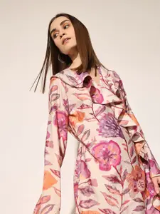 ONLY Women Floral Printed Flared Sleeve Wrap Mini Dress