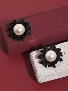 SOHI Pearls Beaded Floral Studs