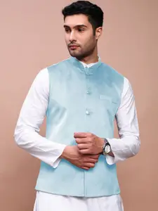 SHOWOFF Slim-Fit Velvet Nehru Jacket