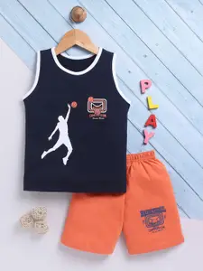 Toonyport Boys Printed Short Sleeves Pure Cotton T-shirt With Shorts