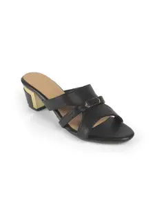Tresmode SLICK Women Textured Leather Block Sandals