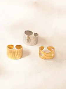 Niska Set Of 3 Gold-Plated Adjustable Finger Ring