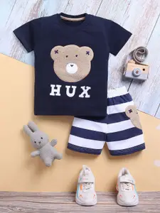 Toonyport Boys Typography Printed Round Neck Pure Cotton T-shirt With Shorts