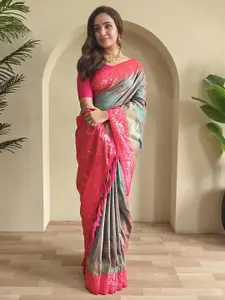 DEVATITHI Women Ethnic Motifs Woven Design Zari Pure Silk Saree