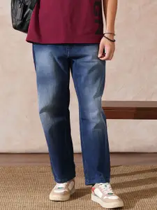 WROGN Men Comfort Wide Leg Mid-Rise Cotton Jeans