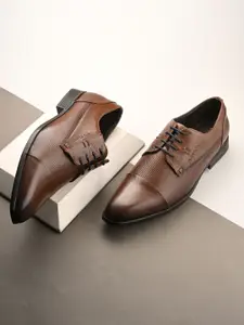 Valentino Men Textured Leather Lace-Up Formal Derbys