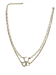 NAMAN ARTS Brass Gold-Plated Layered Necklace