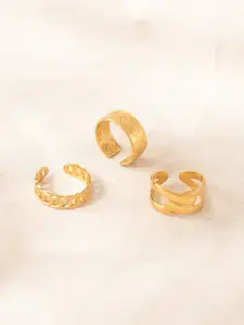 Niska Set Of 3 Gold-Plated Adjustable Finger Ring