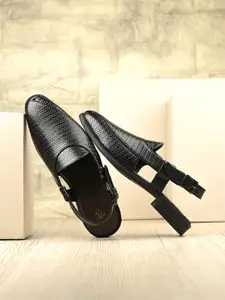House of Pataudi Men Textured Shoe-Style Sandals