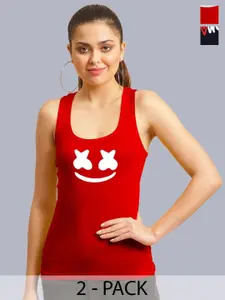 FBAR Women Pack of 2 Printed Pure Cotton Tank Top