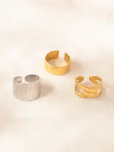 Niska Set Of 3 Gold-Plated Adjustable Finger Ring