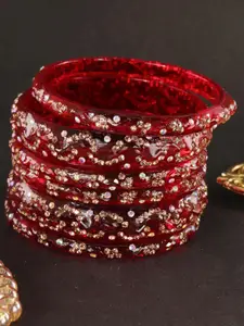 LAVAZZA Set Of 6 Crystal & Zircon-Studded Antique Bangles