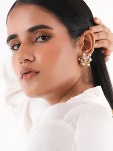 D'oro Gold Plated Artificial Beads Contemporary Studs Earrings