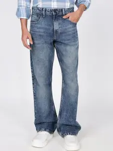 Bene Kleed Men Crinkle Bootcut Mid-Rise Light Fade Pure Cotton Jeans