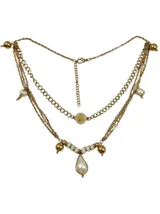 NAMAN ARTS Brass Gold-Plated Layered Necklace