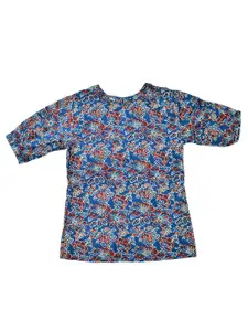 BAESD Girls Floral Printed Cotton Puff Sleeves Top