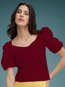 Dream Beauty Fashion Solid Puff Sleeves Top