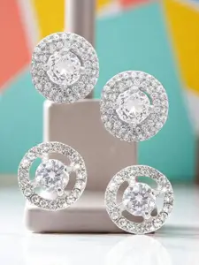 OOMPH Set Of 2 Cubic Zirconia Studded Circular Studs