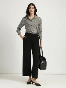 FableStreet Women Classic Fit Geometric Printed Spread Collar Formal Shirt