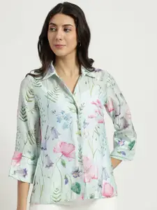 FableStreet Women Classic Fit Floral Printed Spread Collar Party Shirt