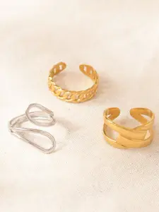 Niska Set Of 3 Gold-Plated Adjustable Finger Ring