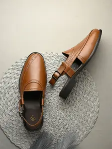 House Of Pataudi Men Textured Shoe Style Sandals
