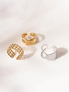 Niska Set Of 3 Gold-Plated Adjustable Finger Ring