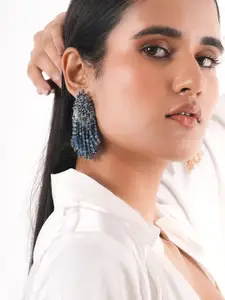 D'oro Gold-Plated Contemporary Artificial Beaded Drop Earrings