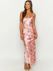 bebe Women Floral Printed Bodycon Maxi Dress