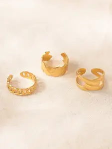 Niska Set Of 3 Gold-Plated Adjustable Finger Ring