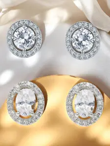 OOMPH Set Of 2 Cubic Zirconia Studded Studs
