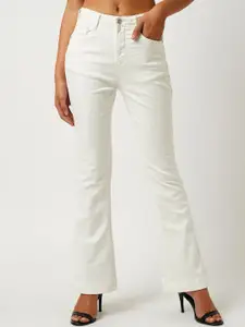 Kraus Jeans Women Flared High-Rise Low Distress Jeans