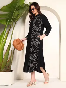 DEEBACO Women Solid Shirt Maxi Dress