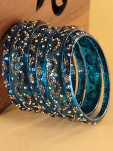 LAVAZZA Set Of 6 Crystal & Zircon-Studded Antique Bangles