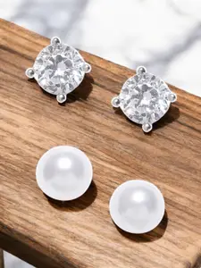 OOMPH Set Of 2 Cubic Zirconia Studded Circular Shaped Studs