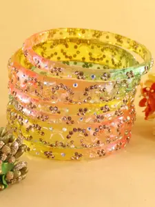 LAVAZZA Set Of 6 Crystal & Zircon-Studded Antique Bangles