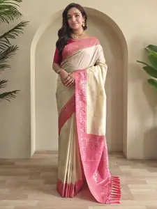 DEVATITHI Women Ethnic Motifs Woven Design Zari Pure Silk Saree