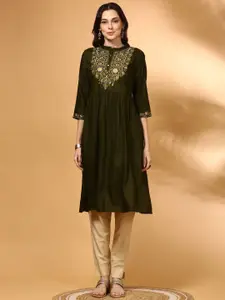 Anouk Women Floral Embroidered Thread Work Kurta
