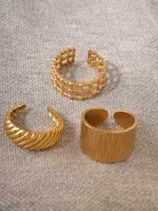 Niska Set Of 3 Gold-Plated Adjustable Finger Ring