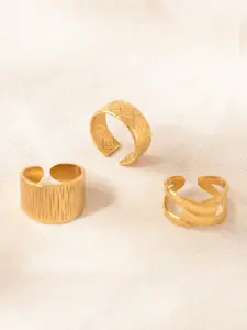 Niska Set Of 3 Gold-Plated Adjustable Finger Ring